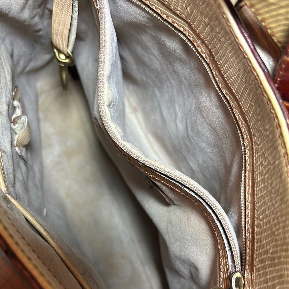 Brahmin Leather Bag Tricolor w Melbourne Croc Magnetic Snap Flap 10”x9.5”x3.5” - Picture 17 of 17